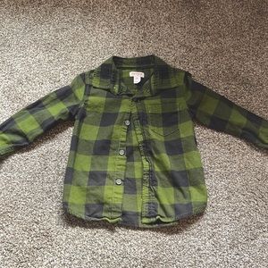 Green and black button up flannel